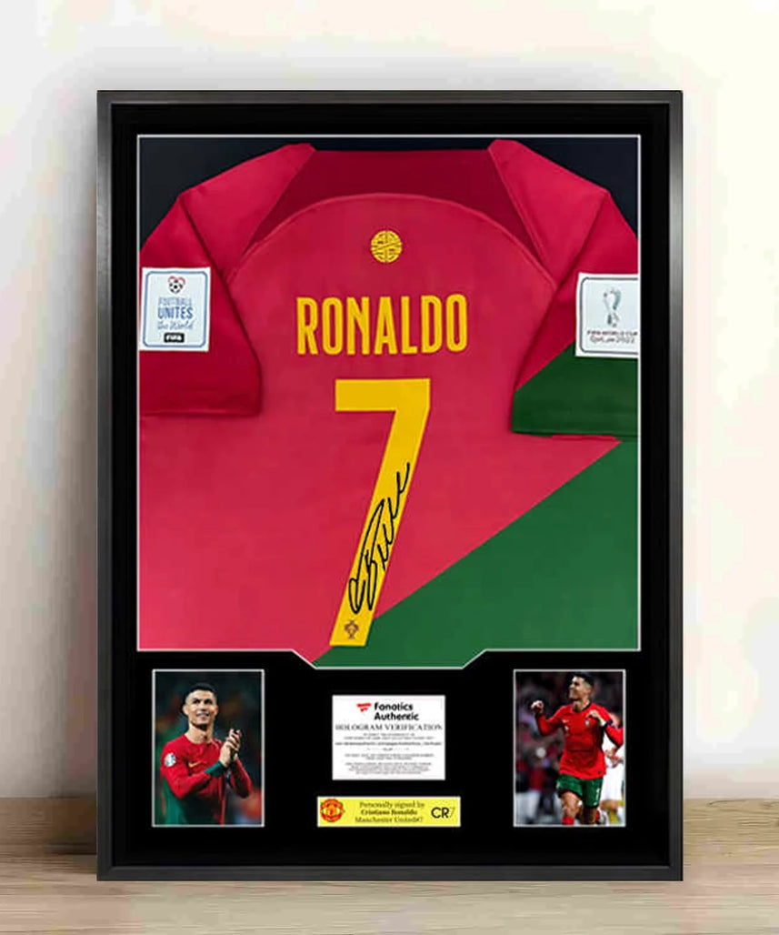Ronaldo Portugalia Oprawiona Podpisana Koszulka