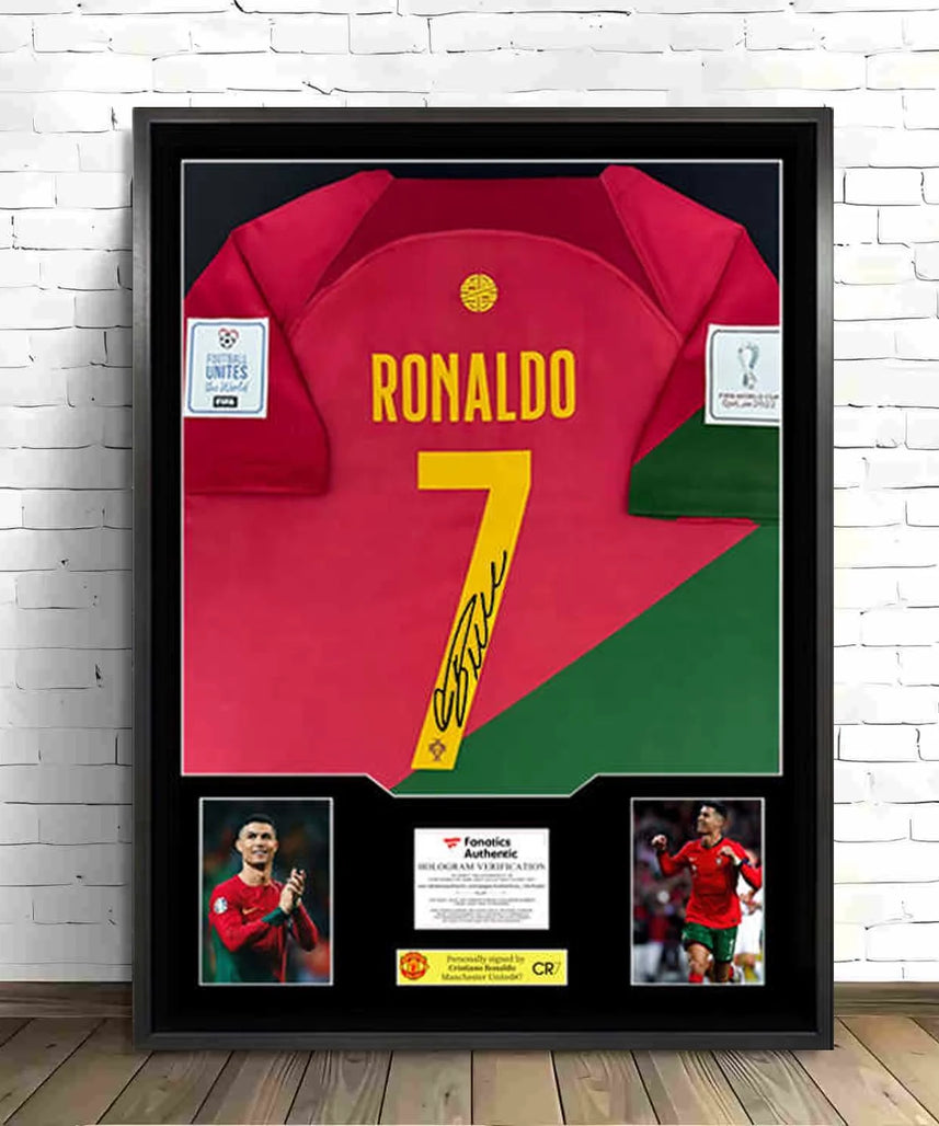 Ronaldo Portugalia Oprawiona Podpisana Koszulka