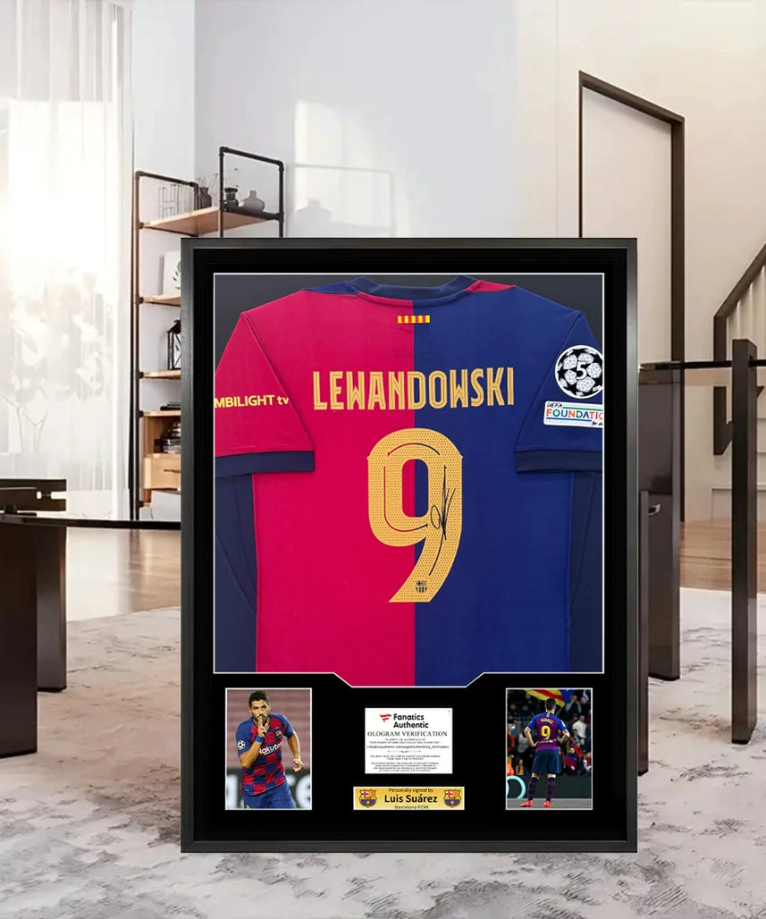 Lewandowski Barcelona gerahmtes signiertes Trikot