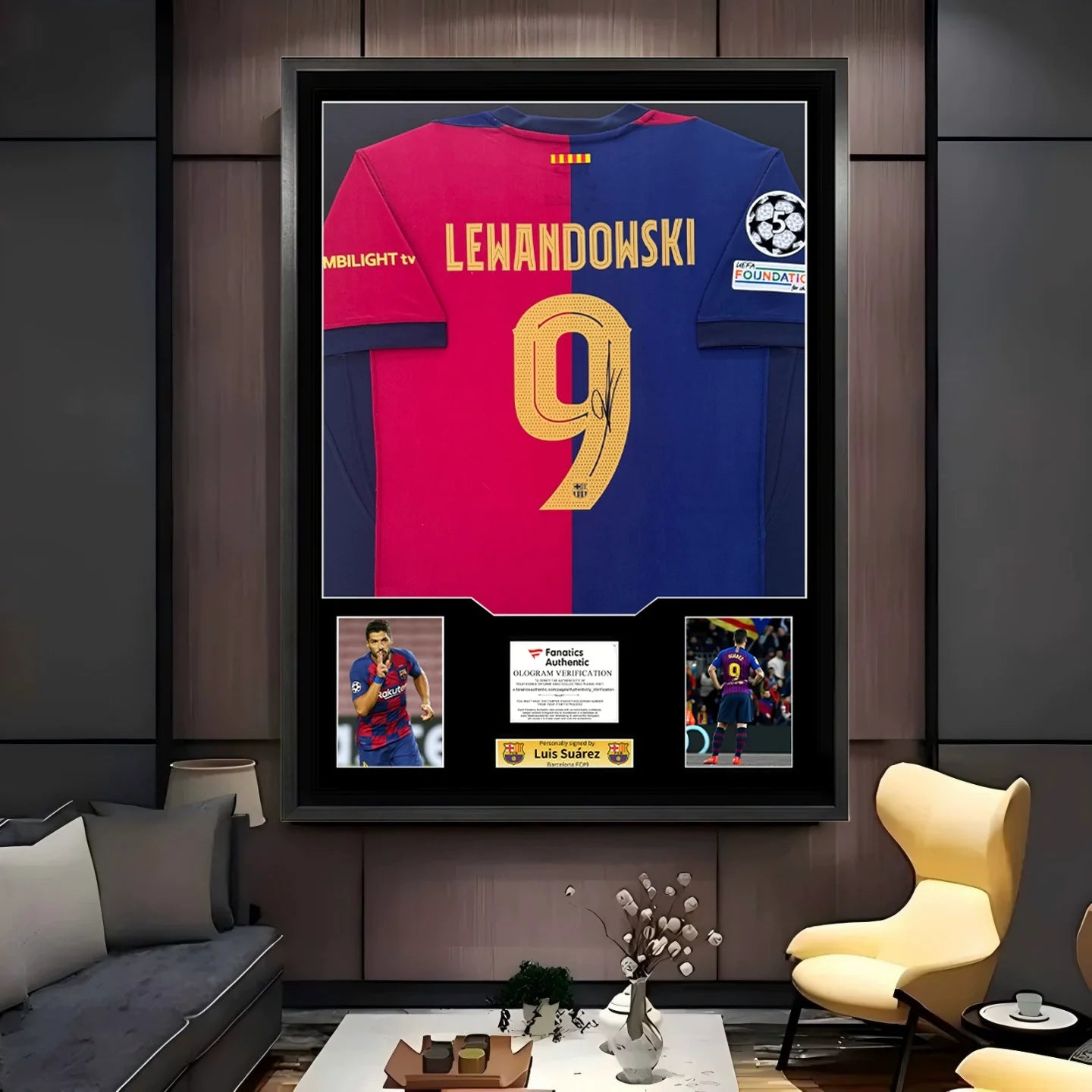 Lewandowski Barcelona gerahmtes signiertes Trikot