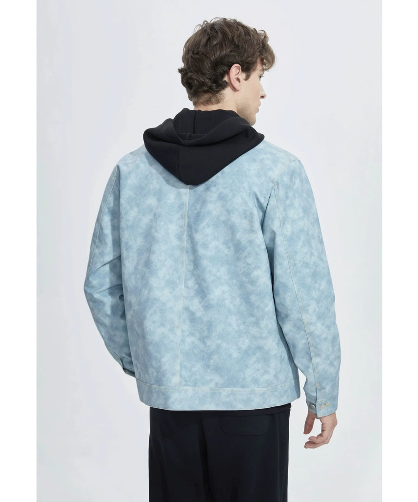 [Official Genuine] Argentina National Team|Tie-dye fog blue PU jacket casual fashion versatile defense