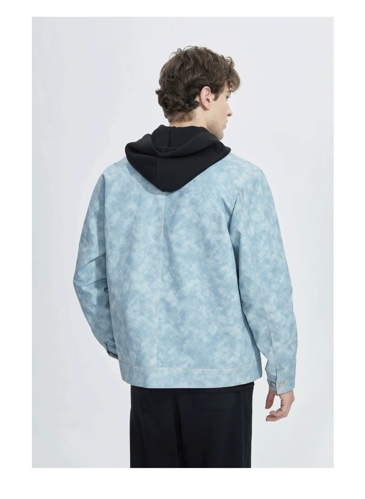 [Official Genuine] Argentina National Team|Tie-dye fog blue PU jacket casual fashion versatile defense