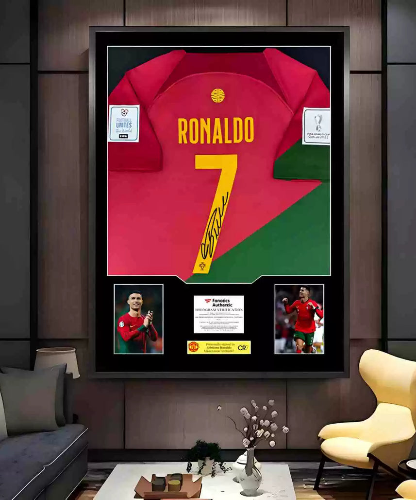 Ronaldo Portugalia Oprawiona Podpisana Koszulka
