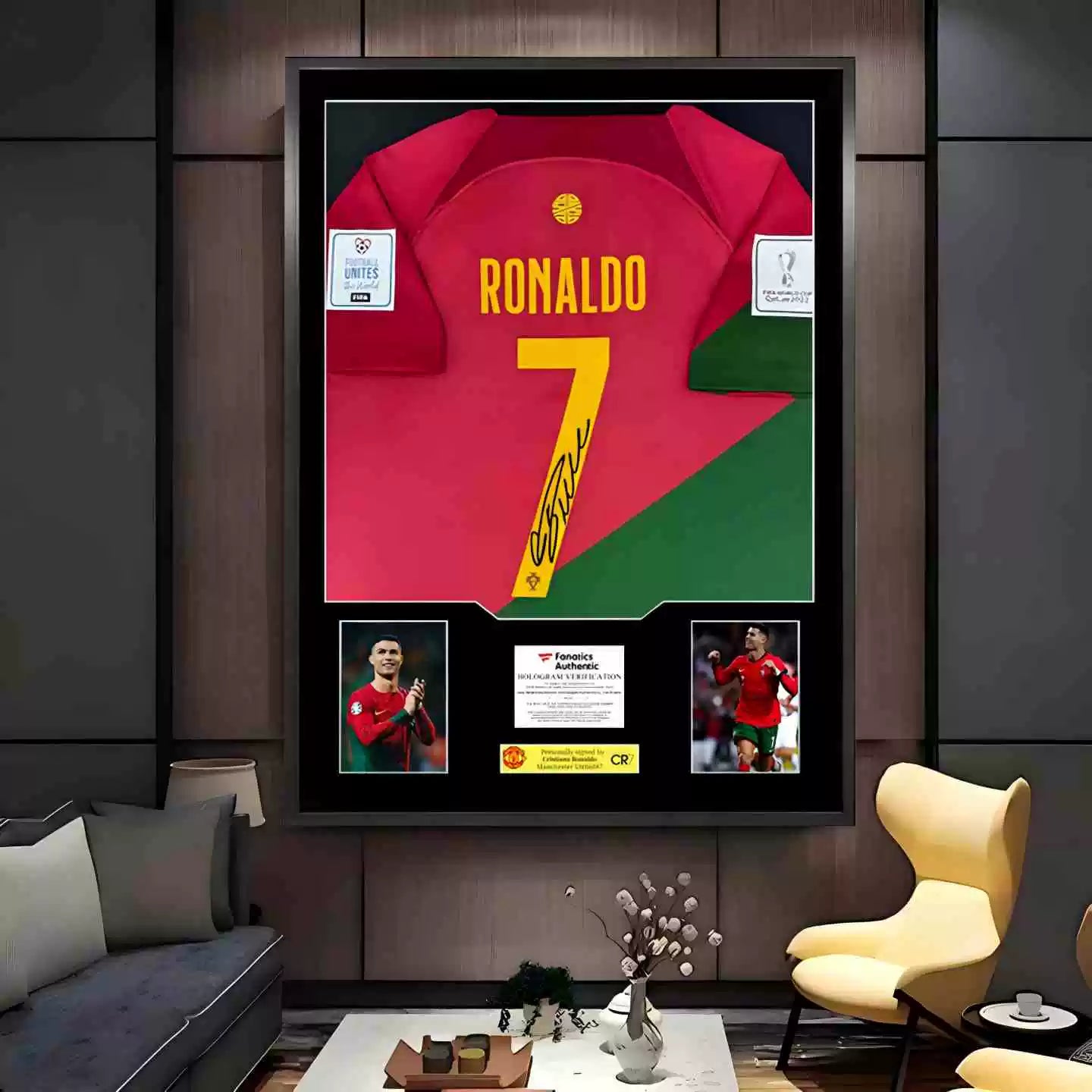 Ronaldo Portugalia Oprawiona Podpisana Koszulka