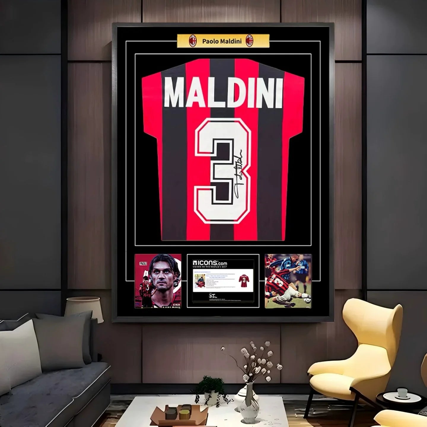 Maldini AC Milan Gerahmtes Signiertes Trikot
