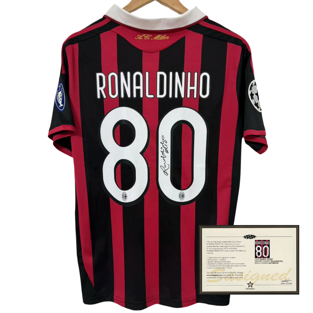 Ronaldinho AC Mailand 09-10 Fußball Signiertes Trikot