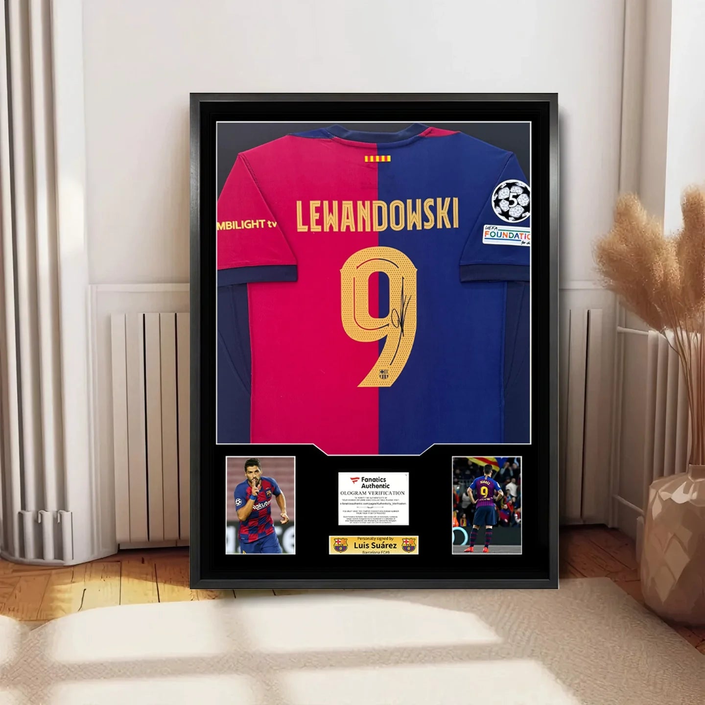 Lewandowski Barcelona gerahmtes signiertes Trikot