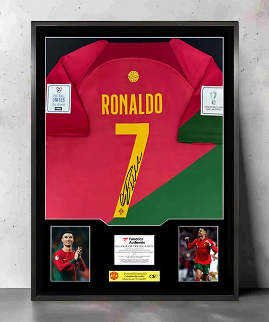 Ronaldo Portugalia Oprawiona Podpisana Koszulka