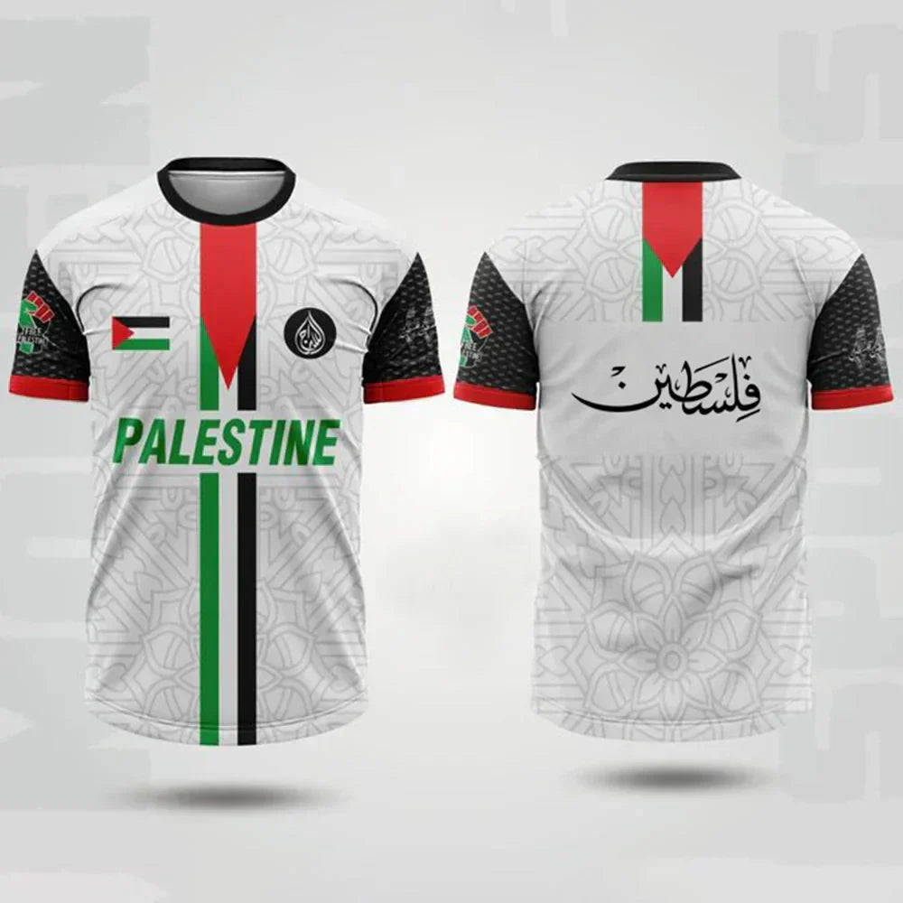 Palestine Football Jersey T Shirts Summer Fashion Short Sleeve Palestinian Flag 3D Print Tshirt Casual O Neck Loose Men Tee Tops freepalstine