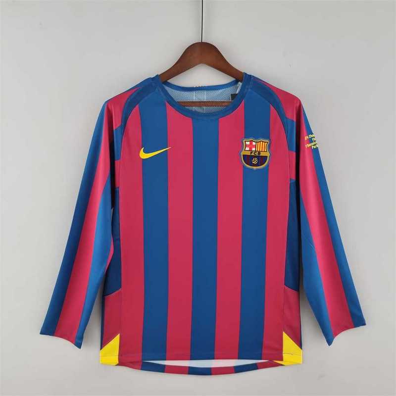 Barcelona 05-06 Langarm Heim Retro Trikot