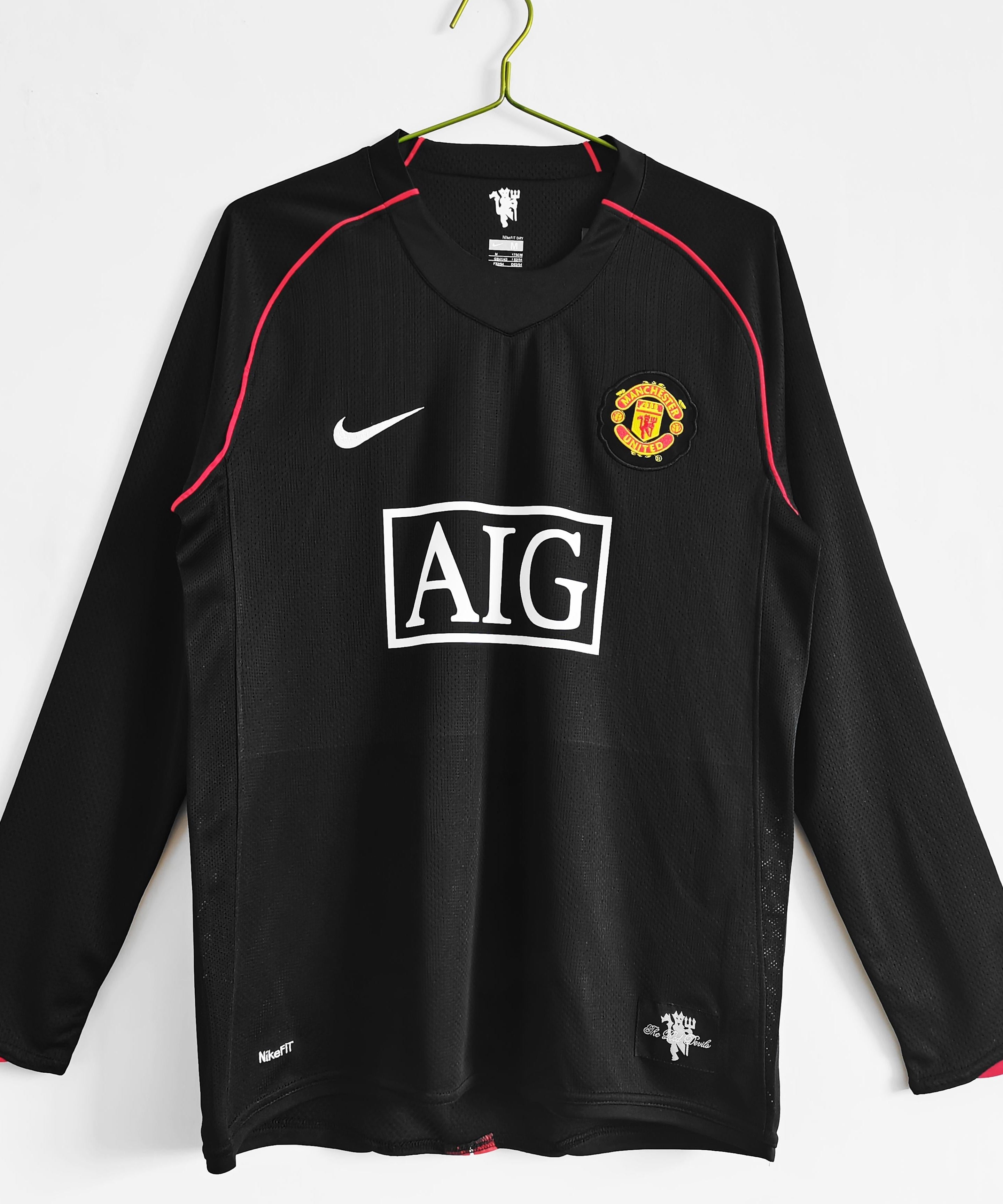 Manchester United 2007-2008 Auswärtstrikot mit langen Ärmeln